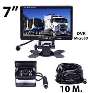 Combo Camara de retroceso para camión o bus (24v) + Pantalla de 7" (10 metros de cable) con DVR