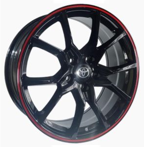 Juego de aros PDW Wheels  modelo JT033-8  black/red - 18"x8.0" - 5x114.3