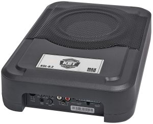 Subwoofer ULTRA DELGADO AMPLIFICADO de 8" marca KBT modelo KSL-8.2 con control de Subwoofer externo (2 canales 60 RMS) 