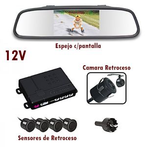 Kit senores de retroceso + camara + pantalla para espejo marca GENIUS modelo G-VPS01-RC43 