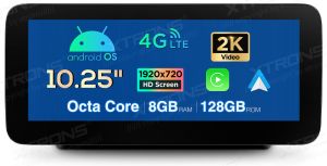 Autoradio Homologado MERCEDES-BENZ C-Class W205 (2015-18), Procesador 8 Nucleos (128+8) Android 12 - Pantalla 10.25" con WIFI-GPS-BT- carplay inalambrico y android auto -  PREMIUM series (Importacion 10D)