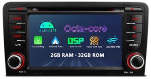 Autoradio Homologado Audi A3 S3 RS3 años del 2003-12 con Procesador 8 Nucleos (32+2) Android 11 - Pantalla 7" con DVD-WIFI-GPS-BT+Cam+CARPLAY+DSP (Importación 7D) XTRONS OCTA 2RAM PREMIUM series