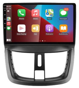 Autoradio para PEUGEOT 207 años del 2006-15, Procesador 4 Nucleos (64+2) Android 13 - Pantalla 9" con CARPLAY y ANDROID AUTO Inalambrico + WIFI-GPS-BT (EN STOCK) QUAD64+2RAM-KBT SERIES