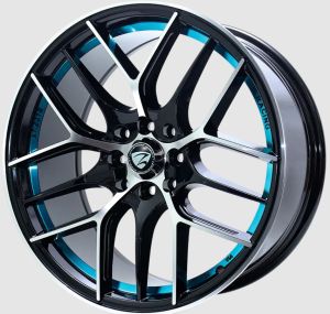 Juego de aros ZH Wheels  modelo ZH-5842 bmf+blue uc - 17"x8.0" - 4x100 (8h)
