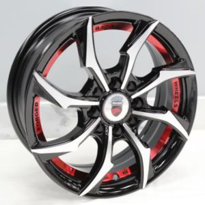 Juego de aros marca VARELOX Wheels  modelo ZHX005 b1(2)/rd+b4 - 14"x5.5" - 4x108 (8h)